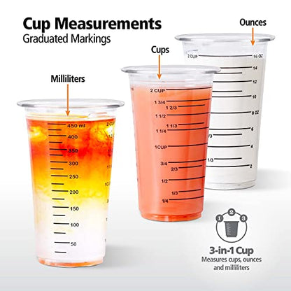 16 Oz - 2 Cup 450 ML - Disposable Measuring Cups - Plastic Graduated Mixing Cups - for Mixing Resin/Epoxy, Paint, Cooking, Baking and Crafts (12 pack) - size: 16 OZ - 12 pack
