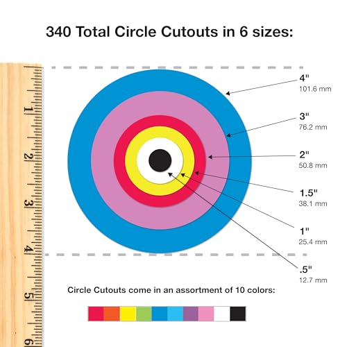 Circle Cutouts, Multicolor, 0.5-4 in, 340 Piece