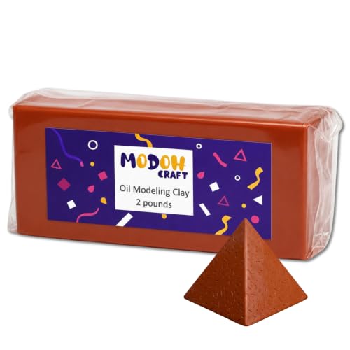 Plasticine Oil Based Modeling Clay, Non Hardening Reusable Clay, Non Toxic, Sulfur Free, No Bake, Non Drying Professional Plastilina Sculpting Clay (Terracotta, 2 Lbs) - color: Terracotta, size: 2 lbs