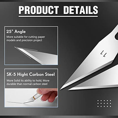 Zhehao 600 Pcs Knife Blades 11 High Carbon Steel Blades Bulk Hobby Art Refill #11 Precision Knife Replacement with Storage Case for Scrapbooking Cutting Stencils Wood Carving