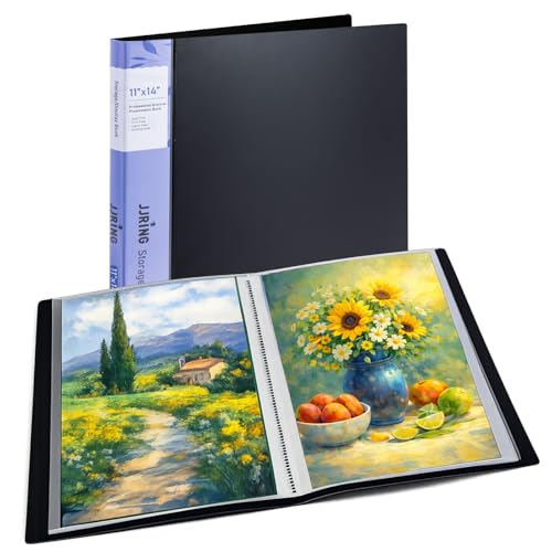 11x14 Black Art Portfolio Folder Displaying 48 Pages with Plastic Sleeves - color: Black, size: 11*14