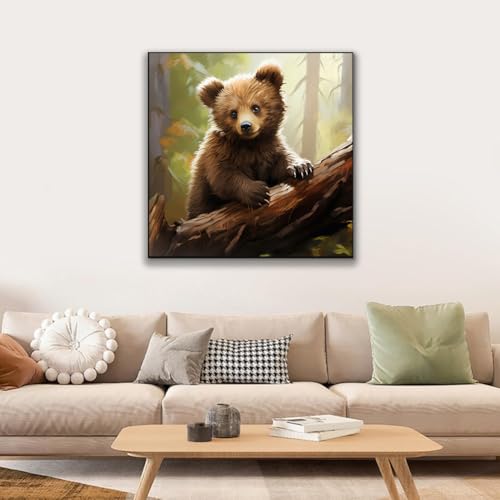 JUJUHOOD Cute Bear Framed Paint by Numbers Kit for Adults Beginner & Kids Ages 8-12,Animal Paint by Number Without Easel, Acylic Paint by Numbers for Gift Home Wall Decor 10x10Inch - color: ZXT-282-F
