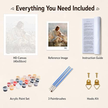 AUKELHJ Paint by Numbers Kit for Adults Beginner, Jesus, 16X20 Inch - color: 11-Jesus