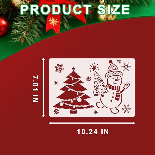 Reusable Christmas Stencils Set of 12 - Stencils for Painting On Wood, Walls, Fabric,Windows - Santa, Snowman, Pine Tree, Deer Xmas Holiday Stencil for Christmas Decorations (Christmas-7v) - style: Christmas-7v