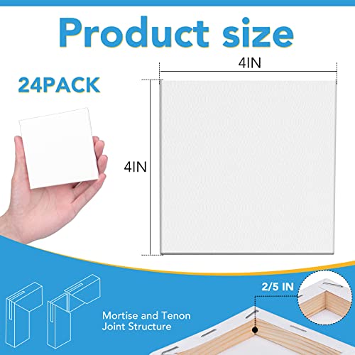 ESRICH Mini Canvases for Painting,4x4In Canvas in Bulk 24Pack, 2/5In Profile Small Square Canvas, Blank Canvases are Great for School Projects and Kids Birthday Parties, Home Decor Project. - size: 4x4in-24 Packs