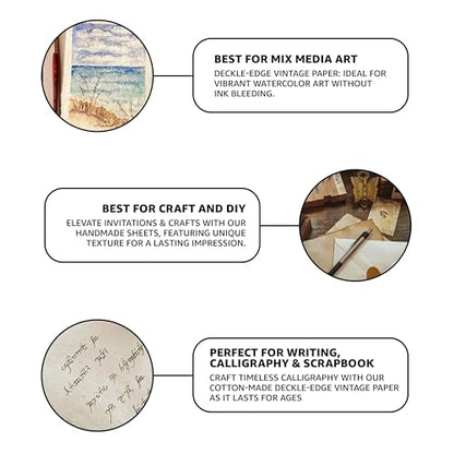 Leather Village Watercolor Paper 13''x9.5'', 400 GSM Cotton, 25 Sheets White - size: 13.5 inches X 9.5 inches