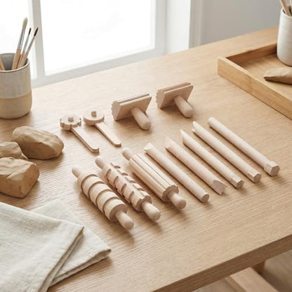 Toddmomy Wooden Clay Tool Set for Kids Toddlers, Clay Molding Tools for Pottery, Ceramics and Modeling Dough, Beginner-Friendly Art and Crafts Activities