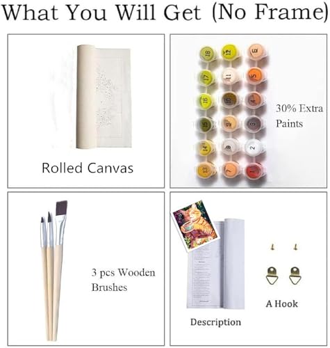 ZRIZQ Paint by Numbers Kit for Adults Beginner,Cat Coffee,16x20 | Full set with wooden brushes,rolled canvas,rich paints.Calming activity.Beginner friendly.Just open and paint. - color: 16"X20"Rolled Canvas(Frameless)-Cat 8