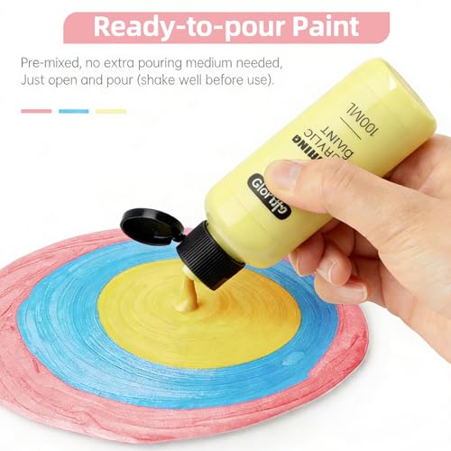 Colorful Pastel Series Acrylic Pouring Paint Set, 4 Colors, 3.34 oz Art Kit - color: Pastel Color