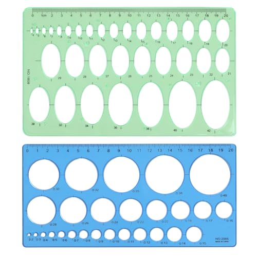 Circle Template Circle Stencil Circle Template for Drawing Round Drafting Drawing Templates Drafting Stencils Tools Geometry Circle Templates for Office School Drawing Design Measuring 2 Pack