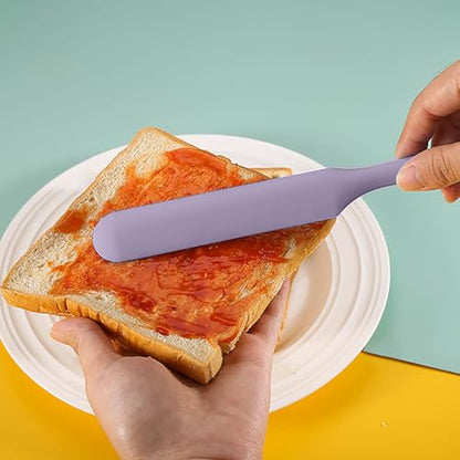 3Pcs Silicone Jar Spatula Long Handle Kitchen Spatulas for Mixing, Scraping, and Spreading,Ideal for Jars, Baking, Cake Icing, Cream, Butter, and Batter Kitchen Tool (Purple, Pink, Green) - color: Purple, Pink, Green