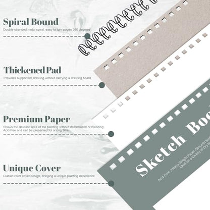 4 Pack Sketch Books 8.5 × 11 in, Top Spiral, 100gsm, Light Cyan - color: Light Cyan, size: 8.5 × 11Inch（4 Pack）
