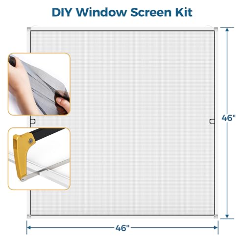Augblinds DIY Aluminum Window Screen Frame Kit, 4 Sets, 46 in, White - color: White, size: 46 in X 46 in (4 Pack)