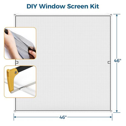 Augblinds DIY Aluminum Window Screen Frame Kit, 4 Sets, 46 in, White - color: White, size: 46 in X 46 in (4 Pack)