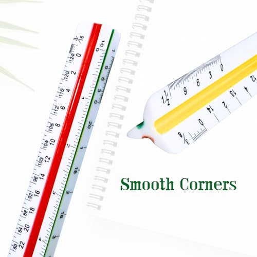 Architect Scale Ruler, Drafting Triangle Ruler, 12 Inch | Architectural Scale Ruler, Plastic Drafting Ruler for Blueprint, Drawing, Engineers, Students, Architects, Contractors