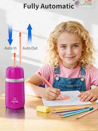 JARLINK Automatic Electric Pencil Sharpener, Rechargeable - color: Pink