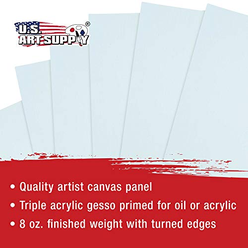 U.S. Art Supply 4 X 4 Inch Art Canvas Board Panels 96 Pack - 8 Ounce Heavyweight Cotton Acid Free Canvases for Painting Acrylics and Watercolor (1 Case of 96 Single Canvas Painting Panels) - size: 4" x 4"