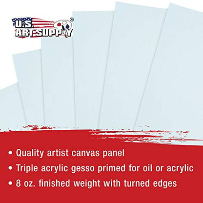 U.S. Art Supply 4 X 4 Inch Art Canvas Board Panels 96 Pack - 8 Ounce Heavyweight Cotton Acid Free Canvases for Painting Acrylics and Watercolor (1 Case of 96 Single Canvas Painting Panels) - size: 4" x 4"