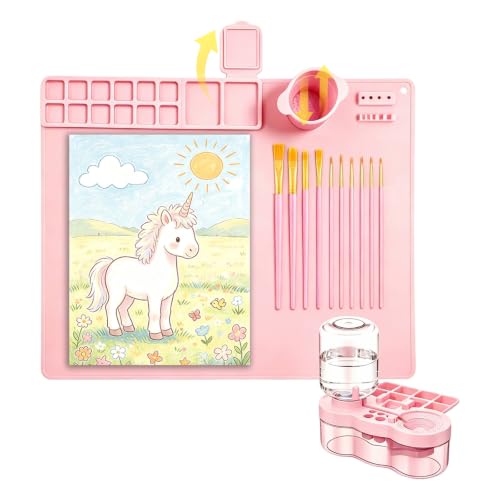 Art Station Set Brush Cleaner and Silicone Craftie Paint Mats - color: Pink
