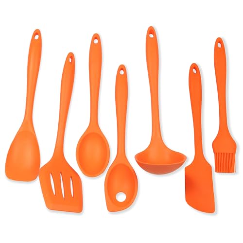 Chef Craft 7 Piece Silicone Kitchen Tool and Utensil Set, Orange (42078) - color: Orange, size: 7 Piece Set