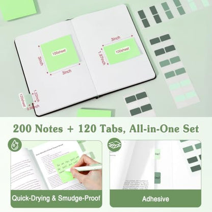 MoKo Pencil Case with Supplies, 49Pcs Aesthetic School Set, Green | Includes gel pens, highlighters, 0.5 mm mechanical pencils and refills, an eraser, sticky notes and index tabs. - color: Green-49P
