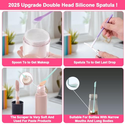 9 Pieces Mini Silicone Spatula-Makeup Spatula-Small Silicone Spatula-Thin Spatula Set for Skinny Openings-Abnaok Tiny Scraper for Jar,Kitchen Bottles,Cosmetic
