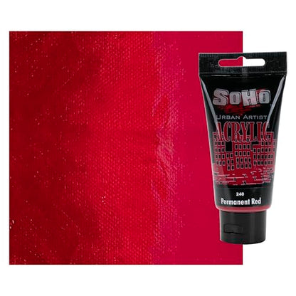 Soho Urban Artist Heavy Body Acrylic Paint - 75 ml Tube - Permanent Red - Thick, Rich Color, Excellent Coverage, Professional Quality - Artists Acrylic Paint - color: Permanent Red, size: 2.54 Fl Oz (Pack of 1)