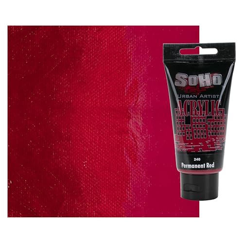 Soho Urban Artist Heavy Body Acrylic Paint - 75 ml Tube - Permanent Red - Thick, Rich Color, Excellent Coverage, Professional Quality - Artists Acrylic Paint - color: Permanent Red, size: 2.54 Fl Oz (Pack of 1)