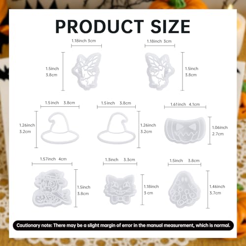8pcs Halloween Western Polymer Clay Cutters - Fun Shapes for DIY Earrings, Dangle Earrings & Gummy Molds | Easy-to-Use Clay Cutters for Halloween Crafts - color: Halloween Ghost