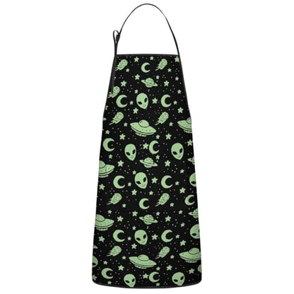 Apron with 2 Pockets,Kitchen Chef Artist Aprons for Cooking Gardening Baking Painting, Waterproof Apron 33" x 27" - color: Alien