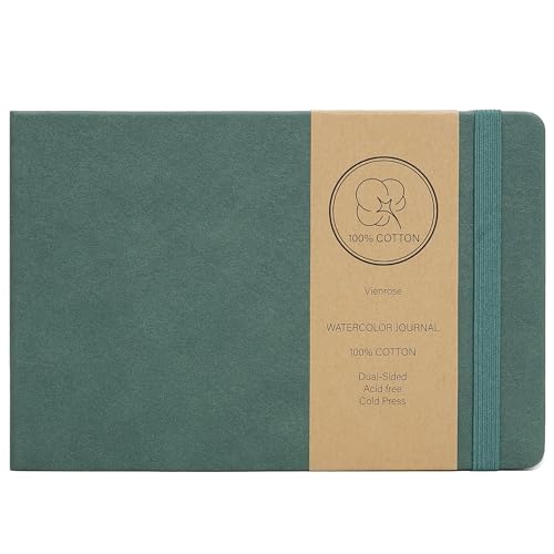 Vienrose Faux Leather Watercolor Sketchbook 8.25 x 5.5 in 24 Sheets Green - color: Green, size: 8.25" x 5.5" 1 Pack