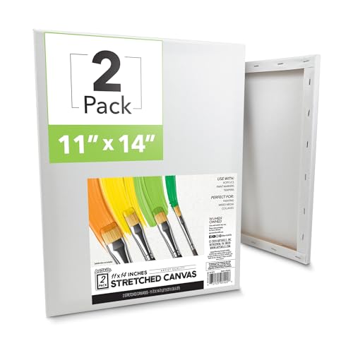 ArtSkills Stretched Canvas for Painting, 11x14 Canvas, 2-Pack Framed | Blank Canvas, Premium Wood Frame, Painting Supplies for Artists - size: 2-Pack 11x14