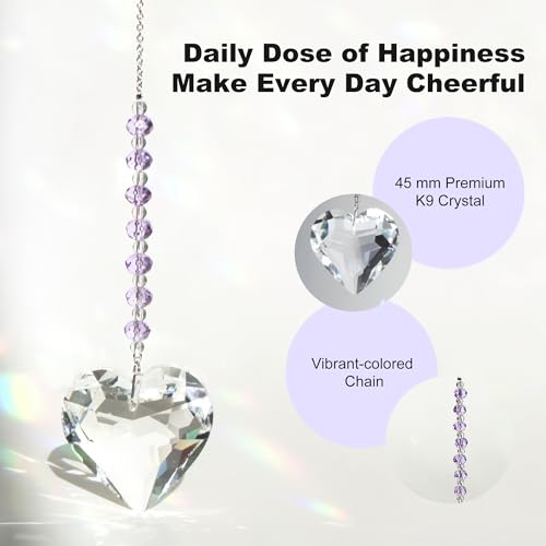Celebrating You Rainbow Maker, Birthday Gifts for Women, Friendship Gifts | Matching Gift Card, Gift Box & Bag | Crystal Heart Suncatcher | Brighten Every Day with Rainbows | Sweet Lavender - color: Sweet Lavender
