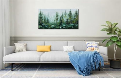 Alenoss Hand Painted 3D Abstract Oil Painting, Green Forest Wall Art | Landscape Textured Canvas Wall Art For Living Room Bedroom - color: AL-B101