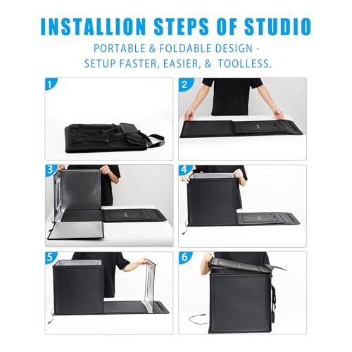 Photo Studio Light Box, 20"x20" Professional Photography Photo Light Box with 160 LEDs Lights & 4 Color Backgrounds for Product Picture Photography - size: 20 x 20 inches