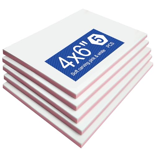 Falling in Art 5 Pack 4x6 Rubber Carving Block, Easy Cut Lino Blocks | Soft Linoleum Block for Printmaking, Stamps, Crafts - size: 4''x6'' 5 Pack