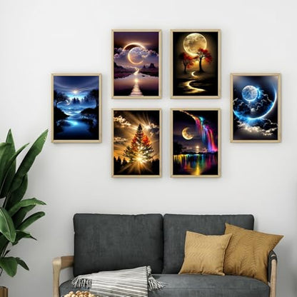 6 Pack Diamond Art Kits for Adults,Landscape 5D Diamond Painting Sets - color: KM463+464+465+466+467+468-1