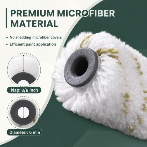 Mister Rui 40 Pack 4 Inch Microfiber Paint Roller Covers with Frame | Mini Rollers for Smooth Finish on Walls, Railings and Tight Spaces. Washable, Reusable and Lint-Free