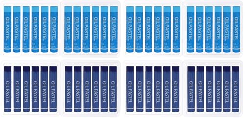 PATIKIL Sky Blue, Dark Blue Oil Pastels, 24Pcs Soft Oil Crayons Creamy Pastels Stick Art Supplies for Art Painting Drawing Blending Graffiti for Artists Beginners (Pack of 2) - color: Sky Blue/Dark Blue