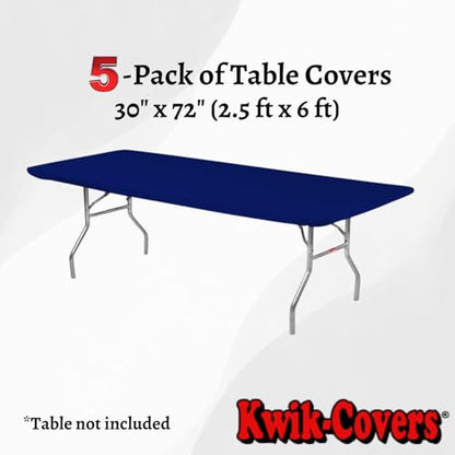 6' Rectangle Plastic Table Covers 30" x 72", Bundle of 5 (Navy Blue) - color: Navy Blue