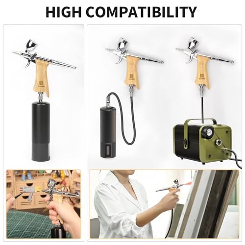 Airbrush Guns for Painting, Double Action Trigger Airbrush Kit with 0.3mm/0.5mm/0.8mm Needles/Nozzle Sets, Replaceable Fluid Cup, Airbrush Spray Set for Painting Nails Cake Tattoo - color: W001-Burlywood