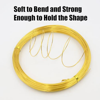 18 Gauge Aluminum Craft Wire, 164FT 1mm Gold Bendable Metal Wire | Anodized Jewelry Wire for Crafts, Jewelry Making, Floral Arranging, Sculpting, Armature, Bonsai, Wire Wrapping, Lightweight - size: 18, style: Gold