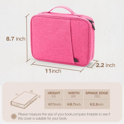 Bible Cover Bag With For Women Men Scripture Study Carrying Book Cover - color: Rose red