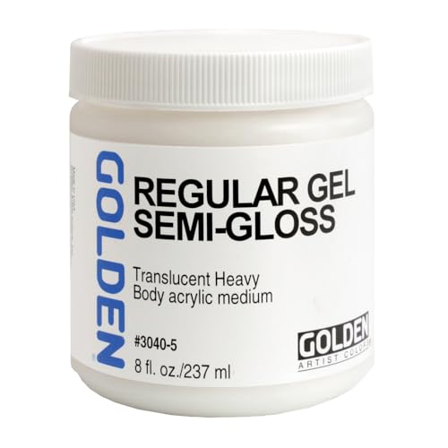 GOLDEN Regular Gel Semi-Gloss, 8 fl. oz. Jar, Professional Acrylic Gel Medium, Semi-Transparent