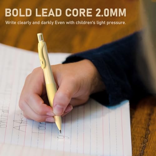 Four Candies 4PCS 2mm Mechanical Pencils for Kids, Comfort Ergonomic Grip | Jumbo Pencils with 44PCS Lead Refills(Black, Color), 2PCS Sharpeners & Erasers, Cute School Supplies for Kids Writing Drawing