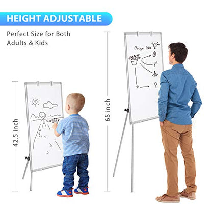 Maxtek Easel Whiteboard 40 x 28 in, Stand Tripod with Height Adjustable | Magnetic Dry Erase Surface, Flipchart Stand, Portable Tripod Easel for Office, Teaching, Home and Classroom - style: 40x28 White