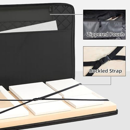 JJRING 24x36 Quilting Canvas Art Portfolio Case Bag, Black | Lightweight Portable Storage Case For Posters, Artwork, Drawing & Sketching Boards - size: 24*36