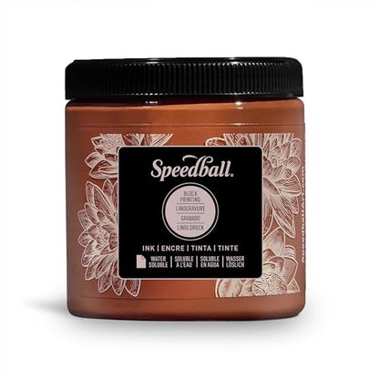 Speedball 3806 Water Soluble Block Printing Ink – Bold Color With Satin Finish AP Non-toxic 8 Fl. Oz., Brown - color: Brown