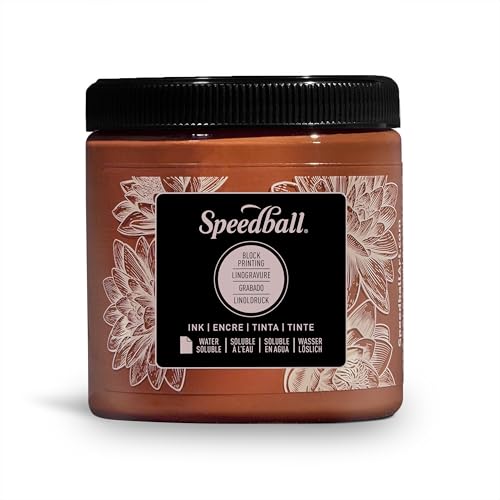 Speedball 3806 Water Soluble Block Printing Ink – Bold Color With Satin Finish AP Non-toxic 8 Fl. Oz., Brown - color: Brown