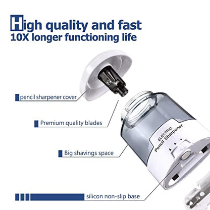 Electric Pencil Sharpener, Battery (Not Included) USB Powered, Portable for NO.2 Pencils, Automatic and Durable with 3 Sharpness Options - Classroom, Home, Office White - color: Creamy